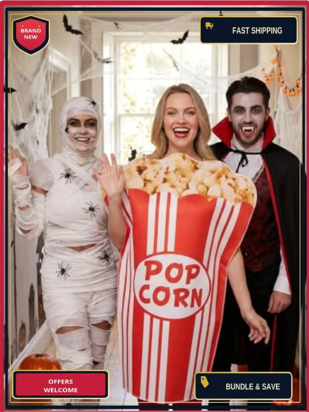 Popcorn Funny Costume Halloween Party Movie Night Carnival